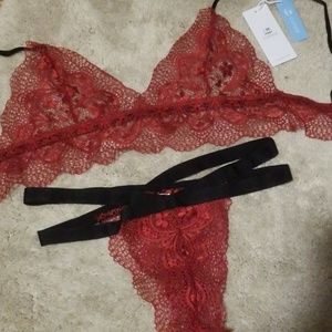 NWT wine & black lingerie